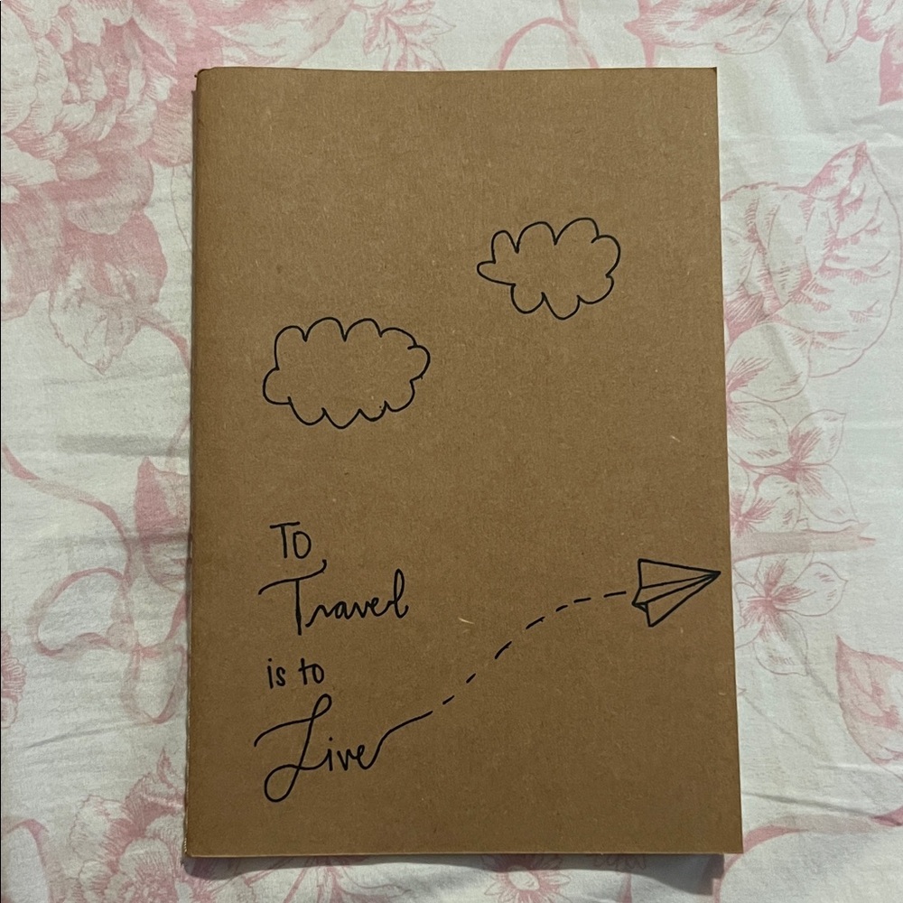 Travel Journal Notebook in Brown with Paper Airplane Design